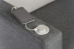 Cube Modular Fabric Armrest with USB Right Arm Only Dark Grey