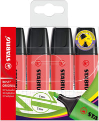 Highlighter - STABILO BOSS ORIGINAL - wallet of 4 - red