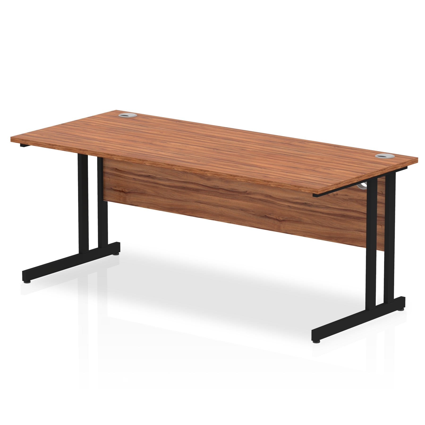 Impulse 1800 x 800mm Straight Desk Walnut Top Black Cantilever Leg MI003273 DD