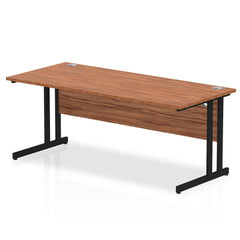 Impulse 1800 x 800mm Straight Desk Walnut Top Black Cantilever Leg MI003273 DD
