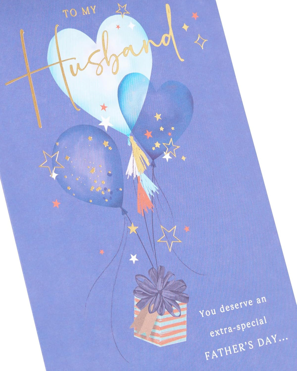 Romantic Father’s Day Card for Husband – Gift and Heart Balloons Design