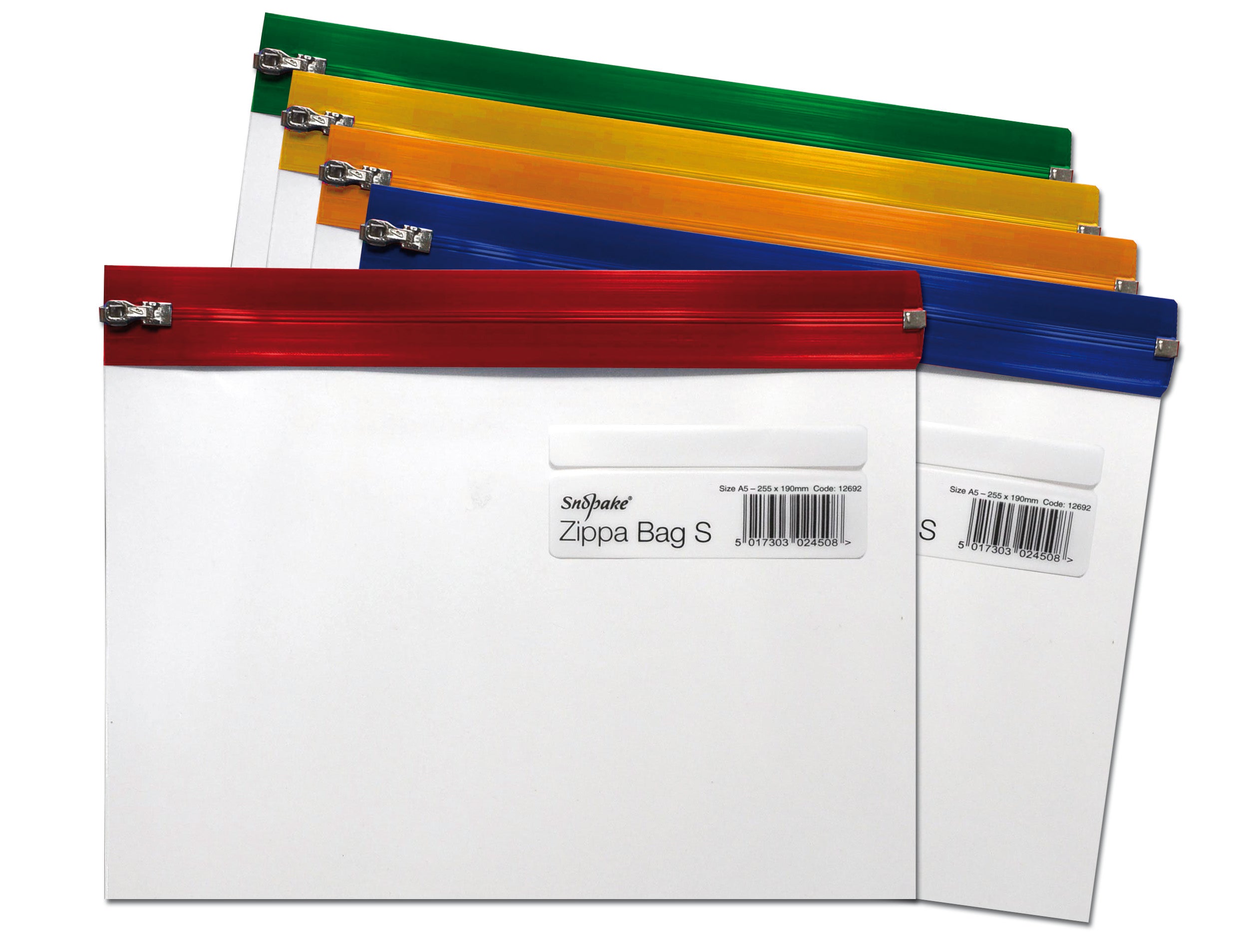Snopake Zippa-Bag S Polypropylene A5 180 Micron Classic Assorted Colours(Pack 25) -12722