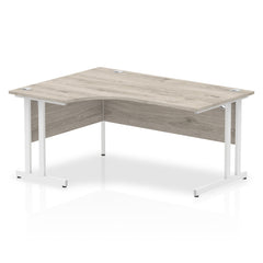 Impulse 1600mm Left Crescent Desk Grey Oak Top White Cantilever Leg I003526 DD