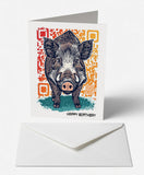 Scanimate | Birthday Card | Wild Boar Design | Interactive QR Song | With Envelope | Happy Birthday Greeting Card | Her/Him