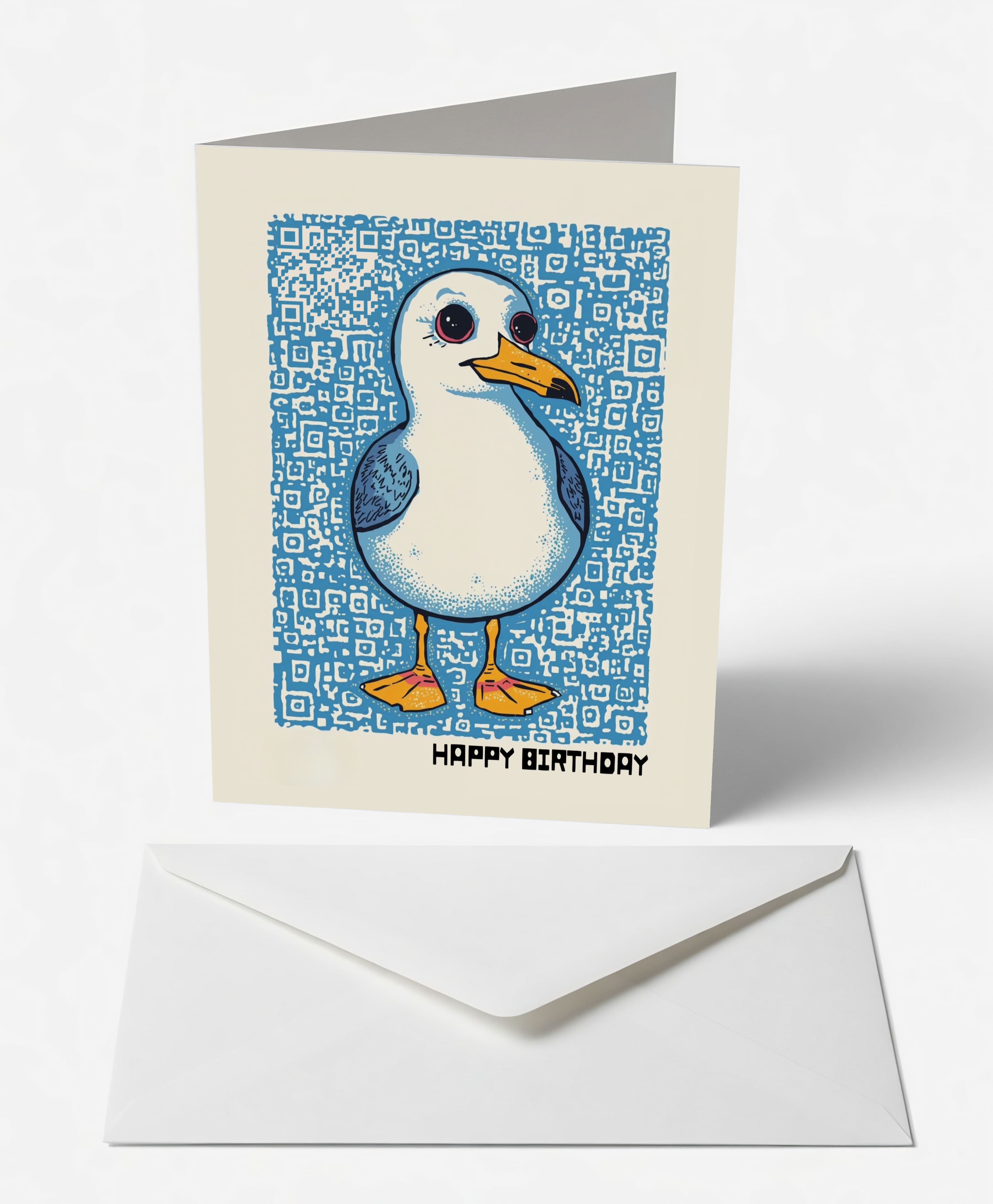 Scanimate | Birthday Card | Cheeky Seagull Design | Interactive QR Song | With Envelope | Happy Birthday Greeting Card | Her/Him