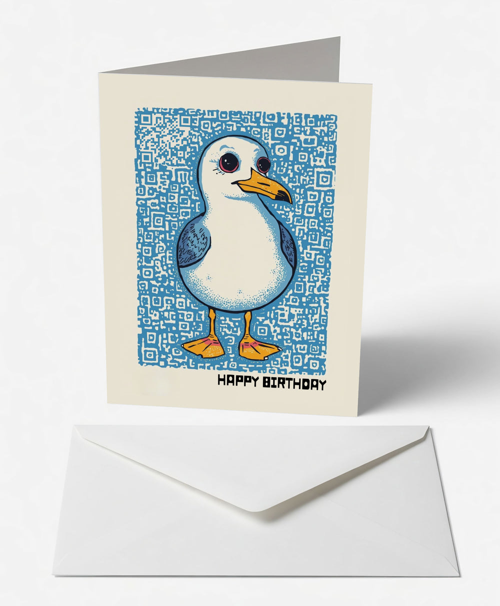 Scanimate | Birthday Card | Cheeky Seagull Design | Interactive QR Song | With Envelope | Happy Birthday Greeting Card | Her/Him