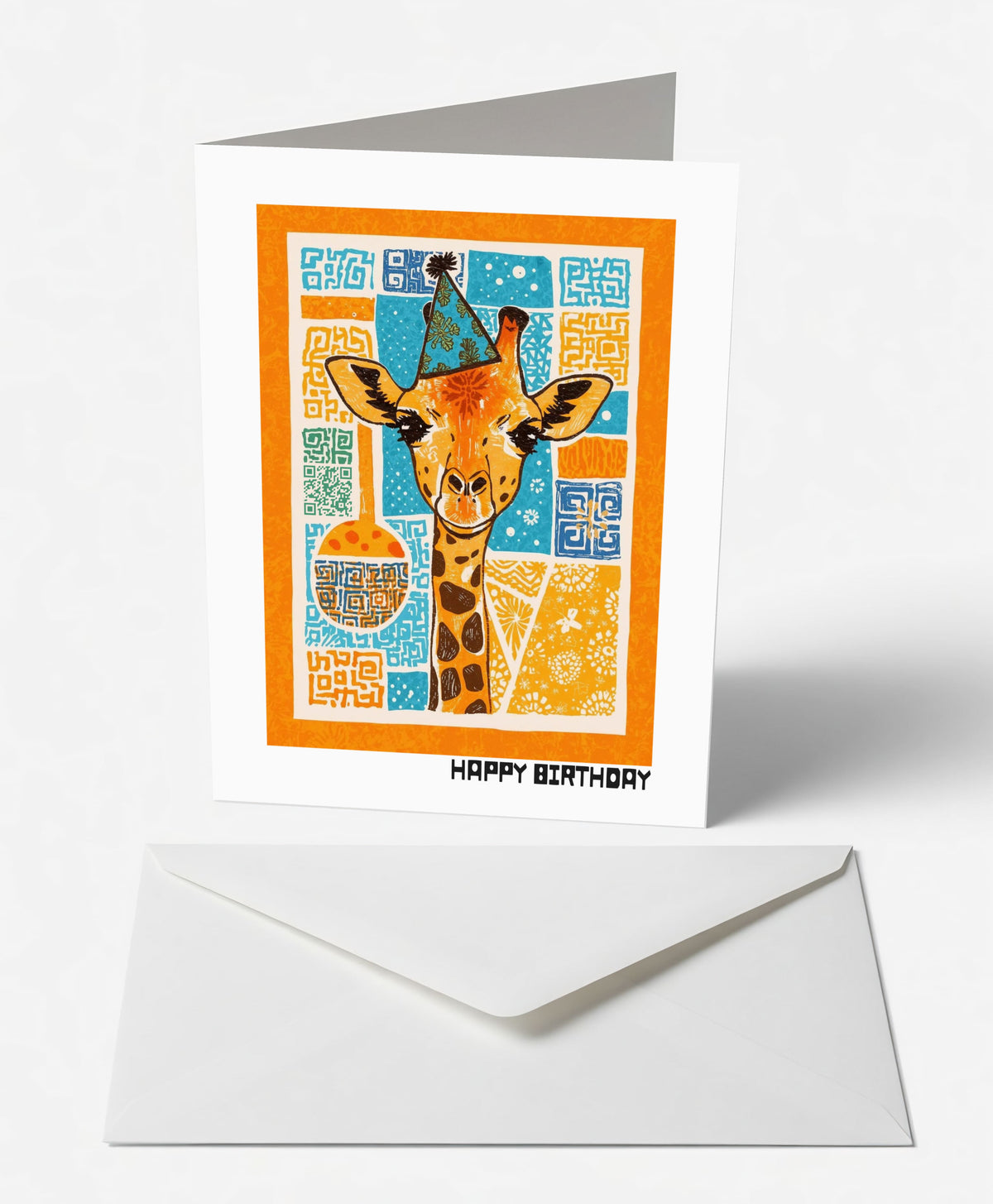 Scanimate | Birthday Card | Happy Giraffe Design | Interactive QR Song | With Envelope | Happy Birthday Greeting Card | Her/Him