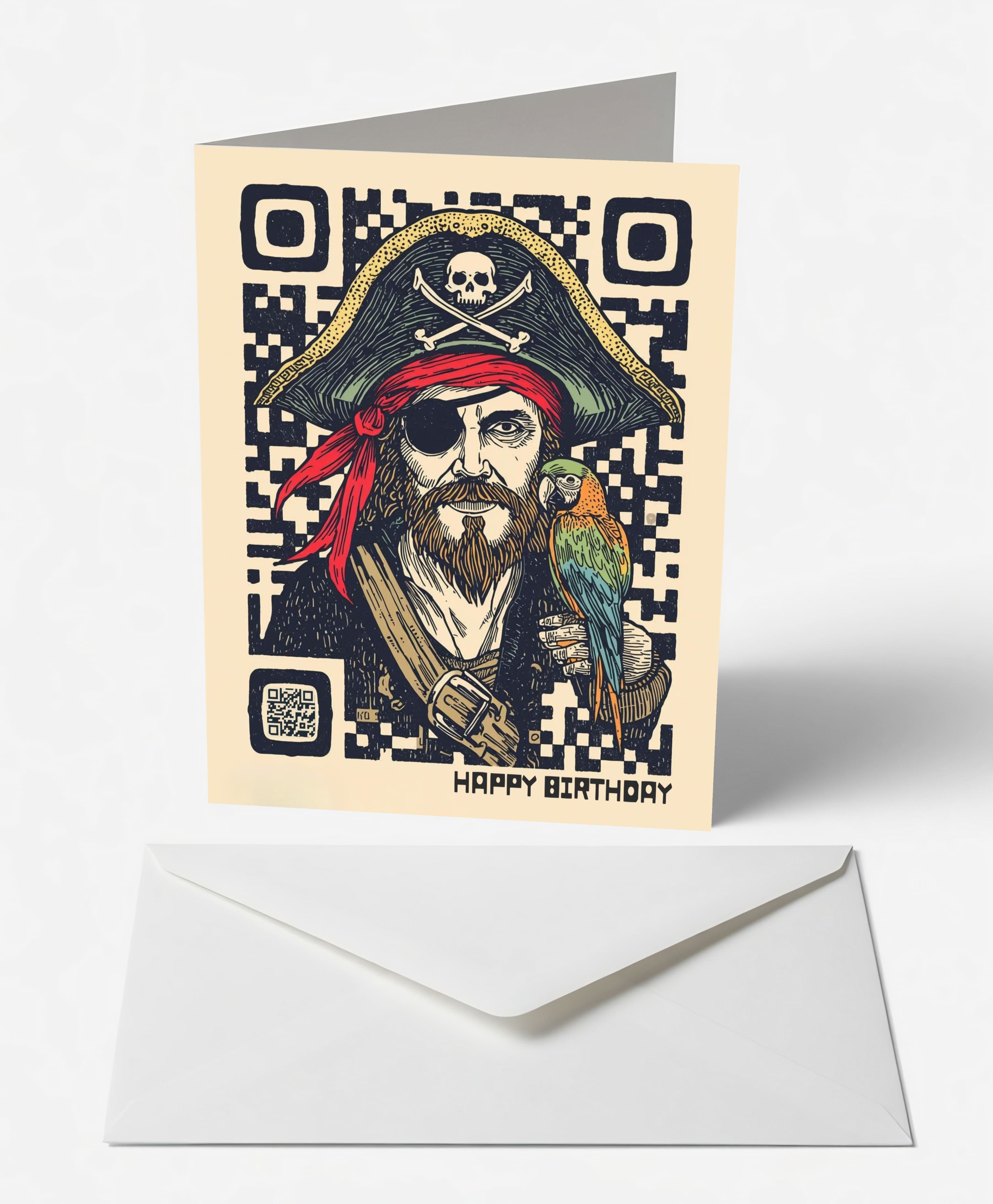 Scanimate | Birthday Card | Swashbuckling Pirate Design | Interactive QR Song | With Envelope | Happy Birthday Greeting Card | Her/Him