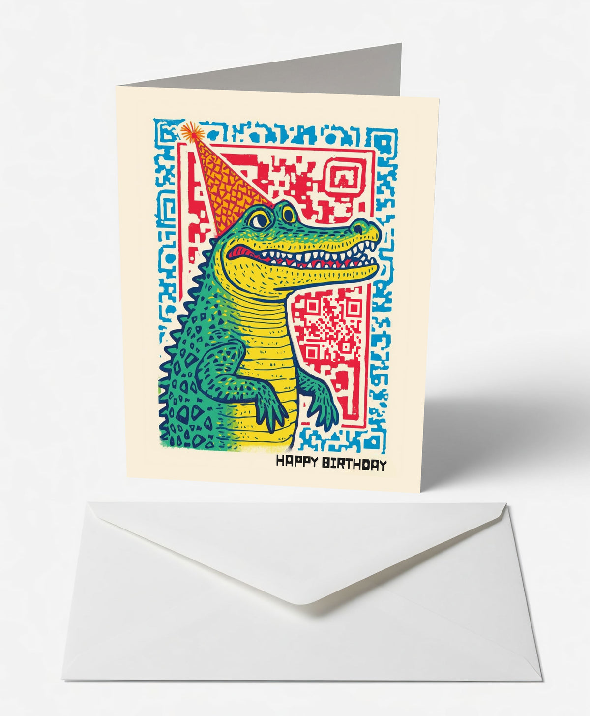 Scanimate | Birthday Card | Cheerful Crocodile Design | Interactive QR Song | With Envelope | Happy Birthday Greeting Card | Her/Him