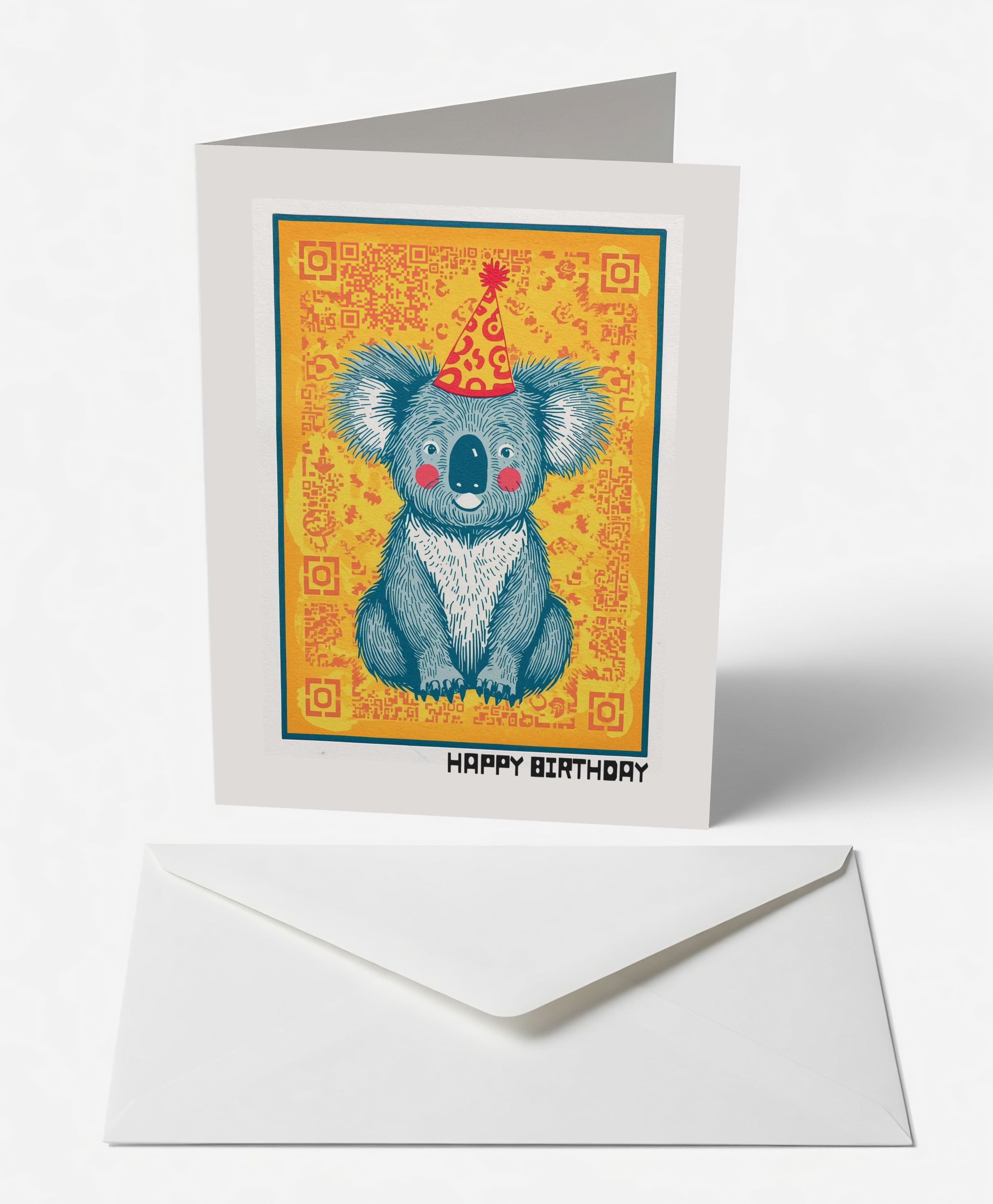 Scanimate | Birthday Card | Sleepy Koala Design | Interactive QR Song | With Envelope | Happy Birthday Greeting Card | Her/Him