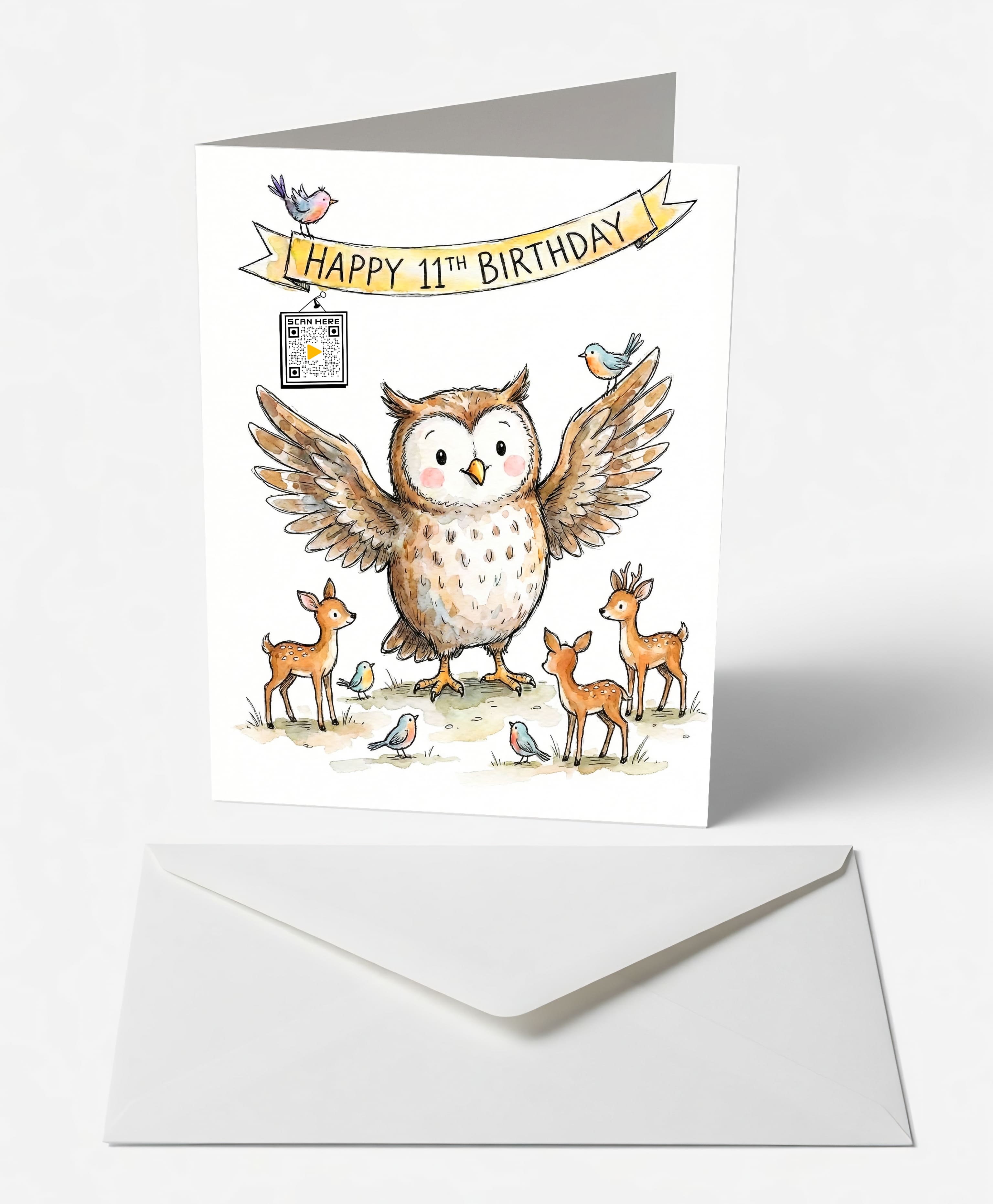 Scanimate | Birthday Card | Wise Owl th Design | Interactive QR Song | With Envelope | Happy Birthday Greeting Card | Her/Him
