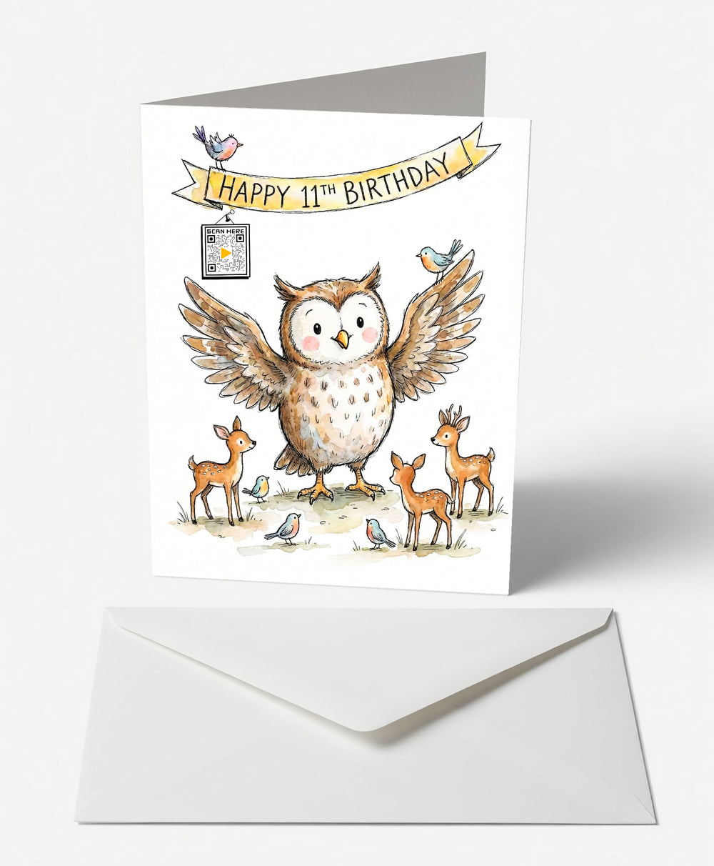 Scanimate | Birthday Card | Wise Owl th Design | Interactive QR Song | With Envelope | Happy Birthday Greeting Card | Her/Him