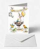 Scanimate | Birthday Card | Wild Ostrich & Friends Design | Interactive QR Song | With Envelope | Happy Birthday Greeting Card | Her/Him
