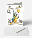 Scanimate | Birthday Card | Party Parrot & Safari Crew Design | Interactive QR Song | With Envelope | Happy Birthday Greeting Card | Her/Him