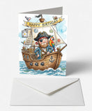 Scanimate | Birthday Card | Jolly Pirate Ship Design | Interactive QR Song | With Envelope | Happy Birthday Greeting Card | Her/Him