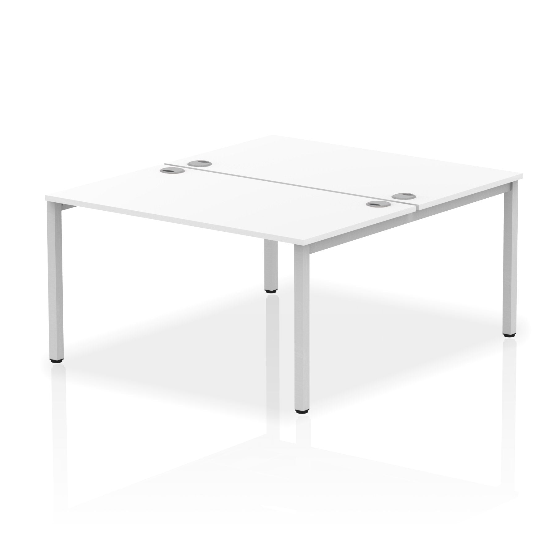 Impulse Back-to-Back 2 Person Bench Desk W1400 x D1600 x H730mm With Cable Ports White Finish Silver Frame - IB00117 DD