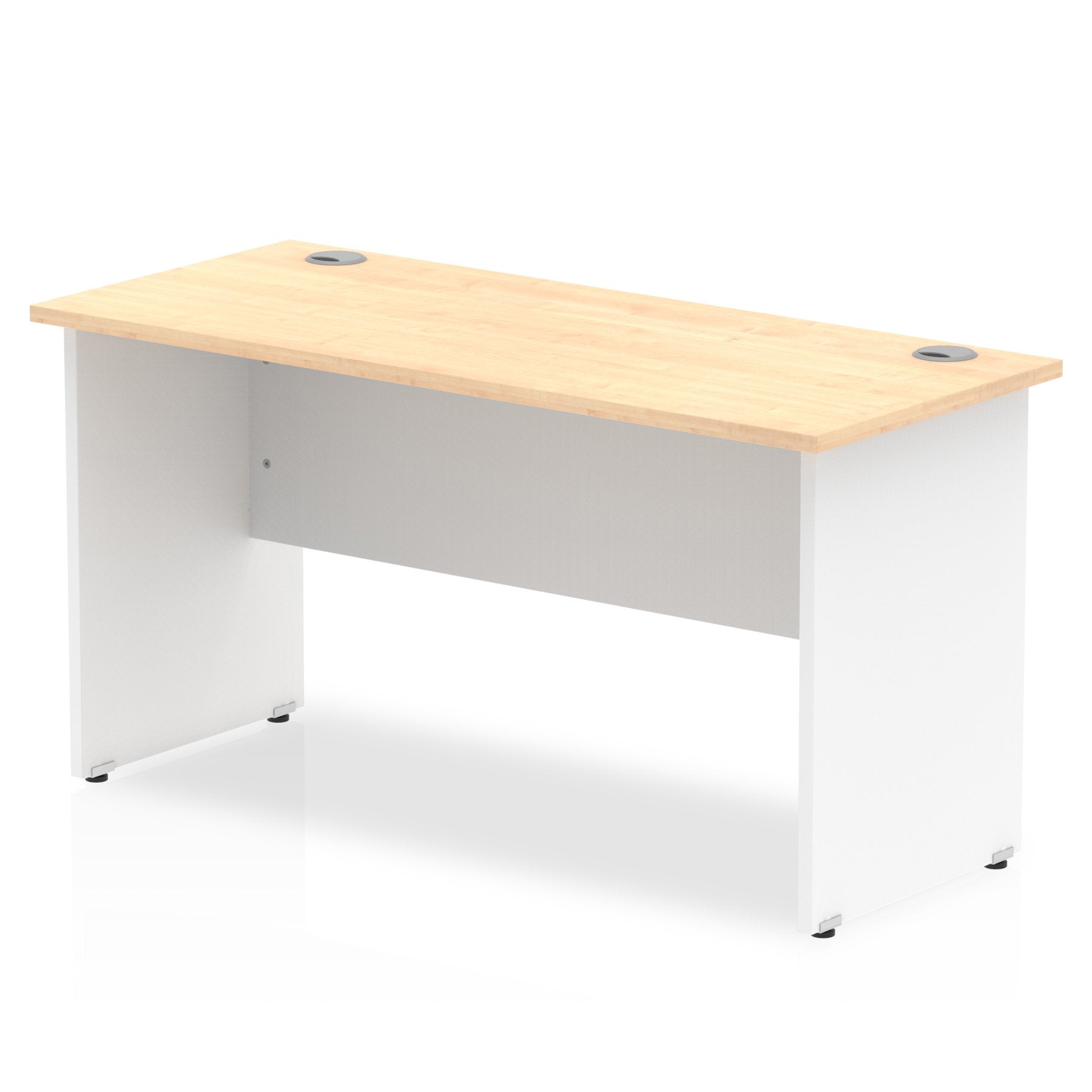Impulse Straight Office Desk W1400 x D600 x H730mm Panel End Leg Maple Finish White Frame  - TT000124 DD
