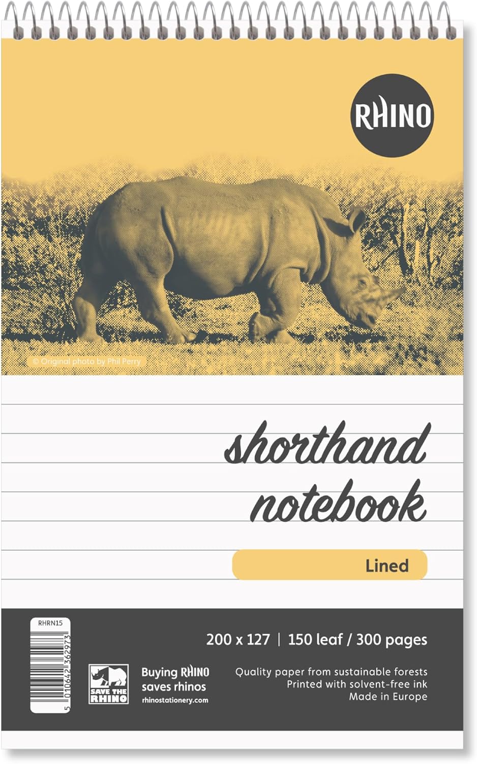 RHINO Office 200 x 127 Shorthand Notebook 300 Pages / 150 Leaf 8mm Lined