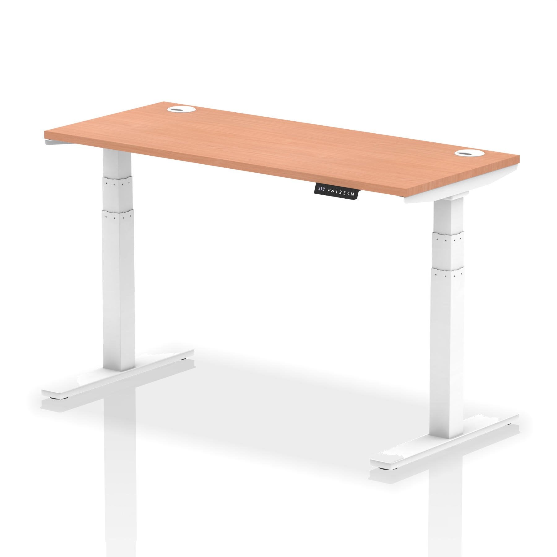 Dynamic Air 1400 x 600mm Height Adjustable Desk Beech Top Cable Ports White Leg HA01142 DD