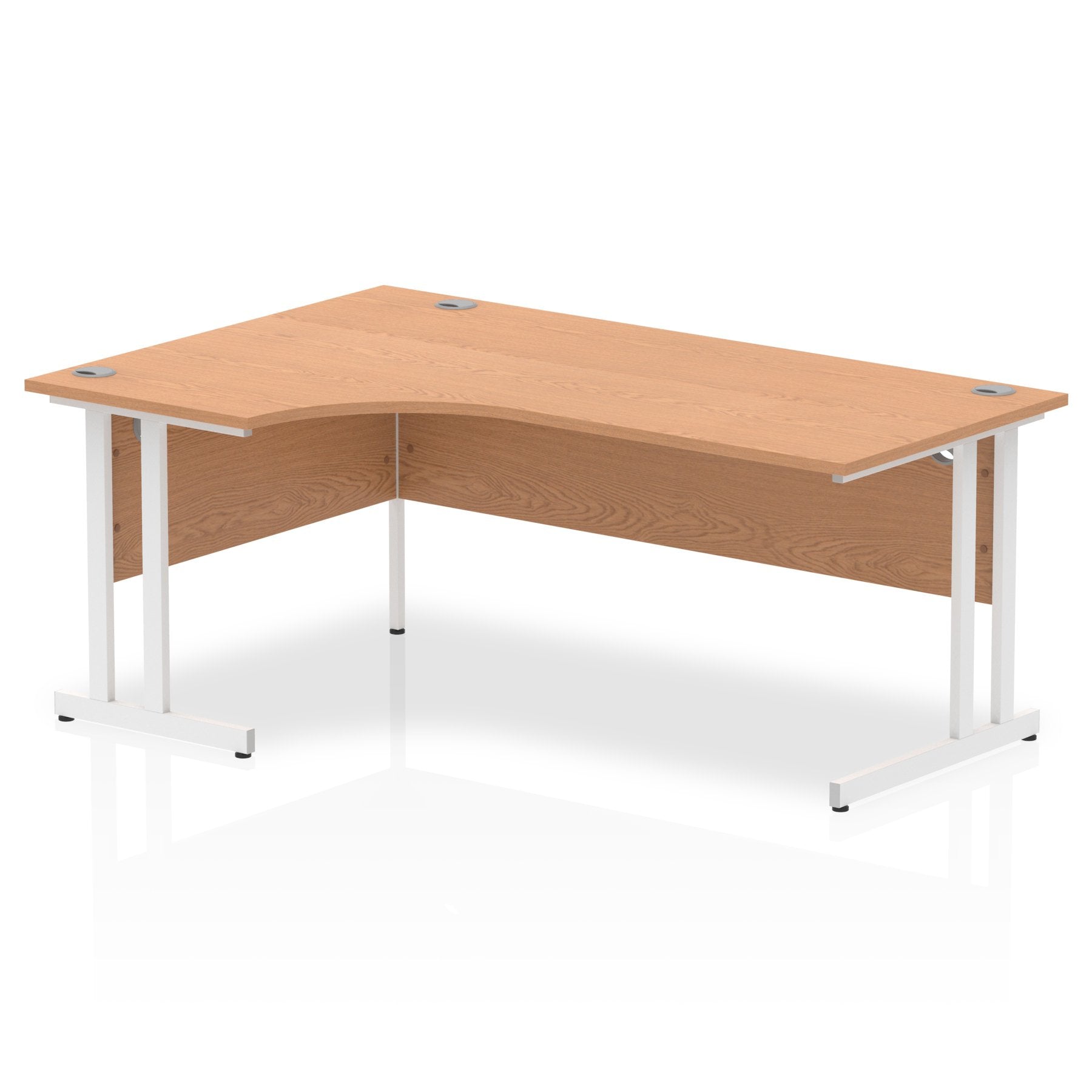 Impulse Contract Left Hand Crescent Cantilever Desk W1800 x D1200 x H730mm Oak Finish/White Frame - I002846 DD