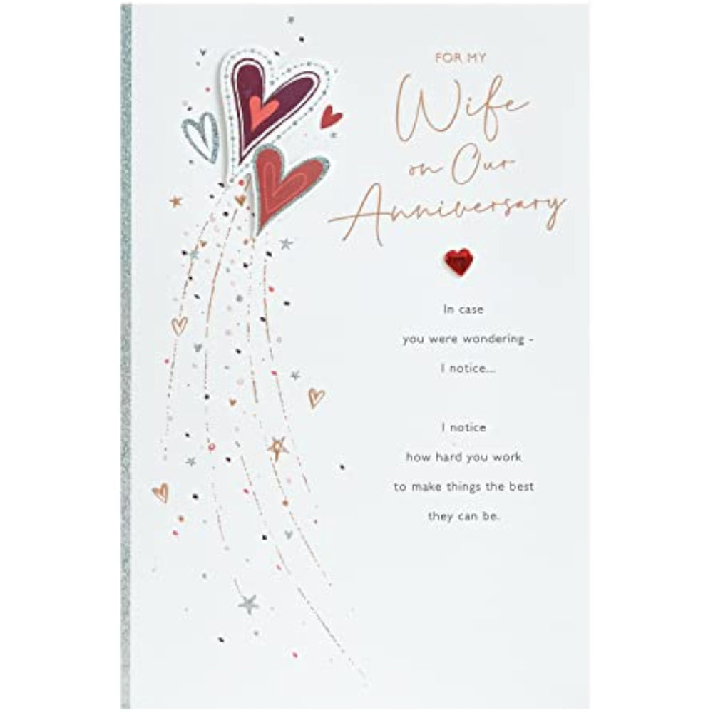 Red Hearts Design Wife Anniversary Card