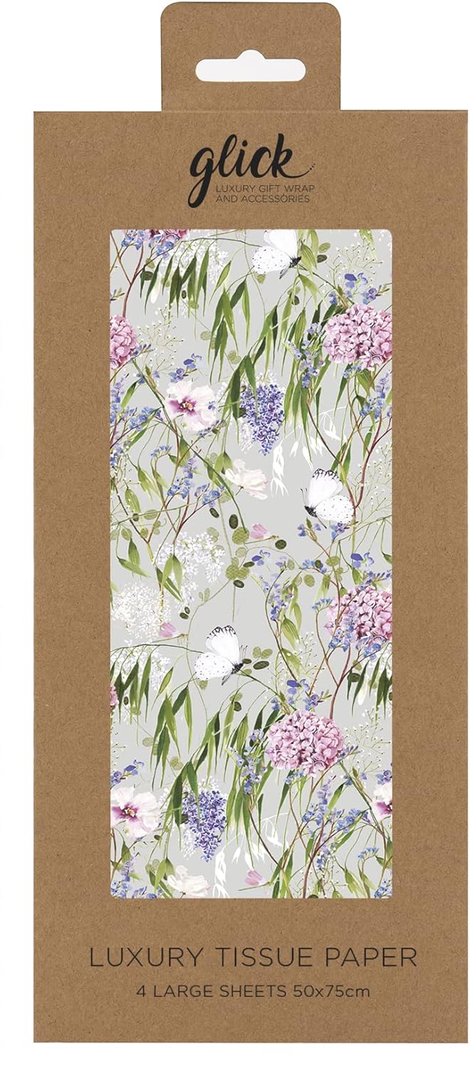 Glick Four Sheets of Cabbage White Tissue Paper, Each Sheet 750mm x 500mm Tissue Paper Cabbage White, Cabbage White Tissue Paper for Gift Wrapping, Birthday Cabbage White Tissue Paper (TPZ78)