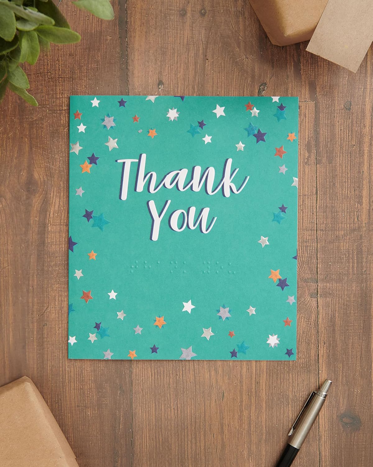 Lovely Design With Stars Braille Thank You Card