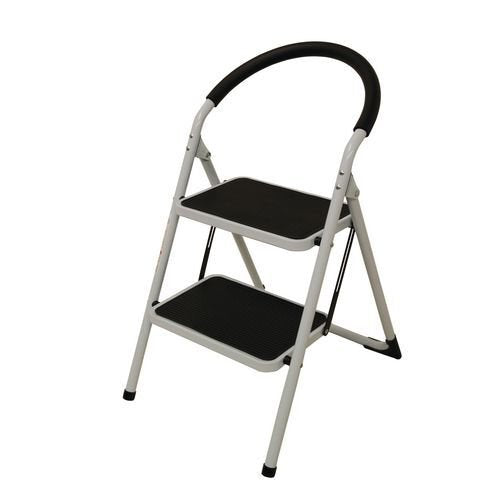Slingsby Folding 2 Tread Step Ladder 150Kg Capacity (Height to Top Step 490mm) White - 359293 DD