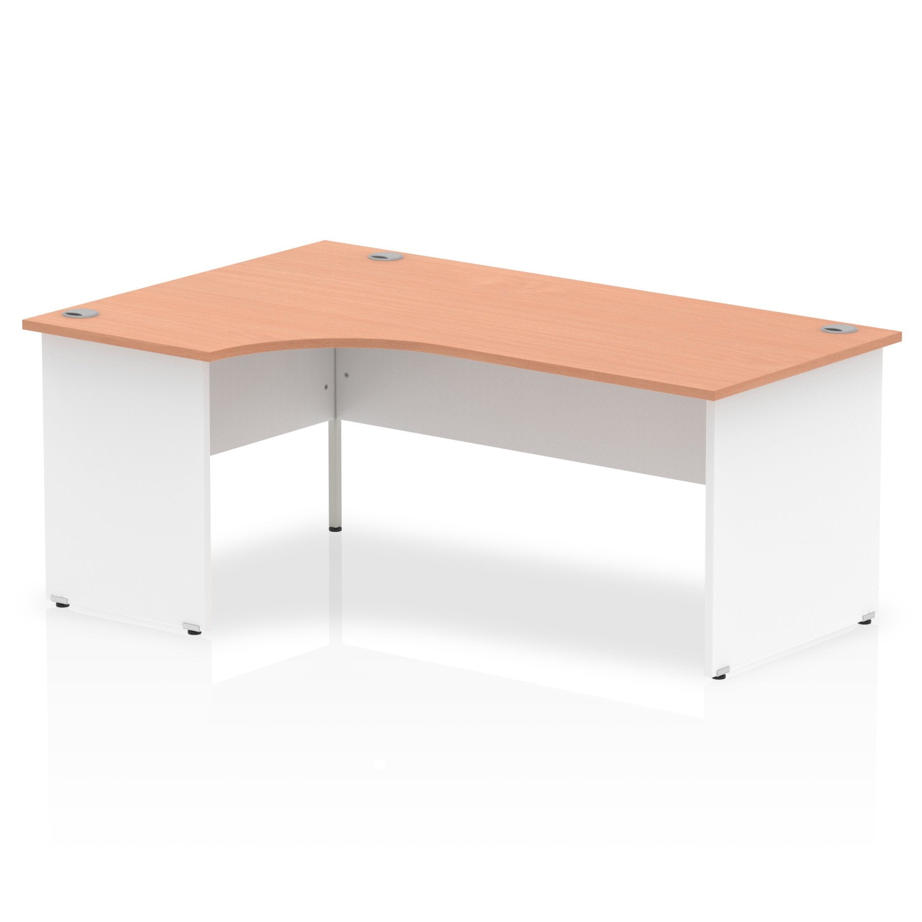 Dynamic Impulse 1800mm Left Crescent Desk Beech Top White Panel End Leg TT000033 DD