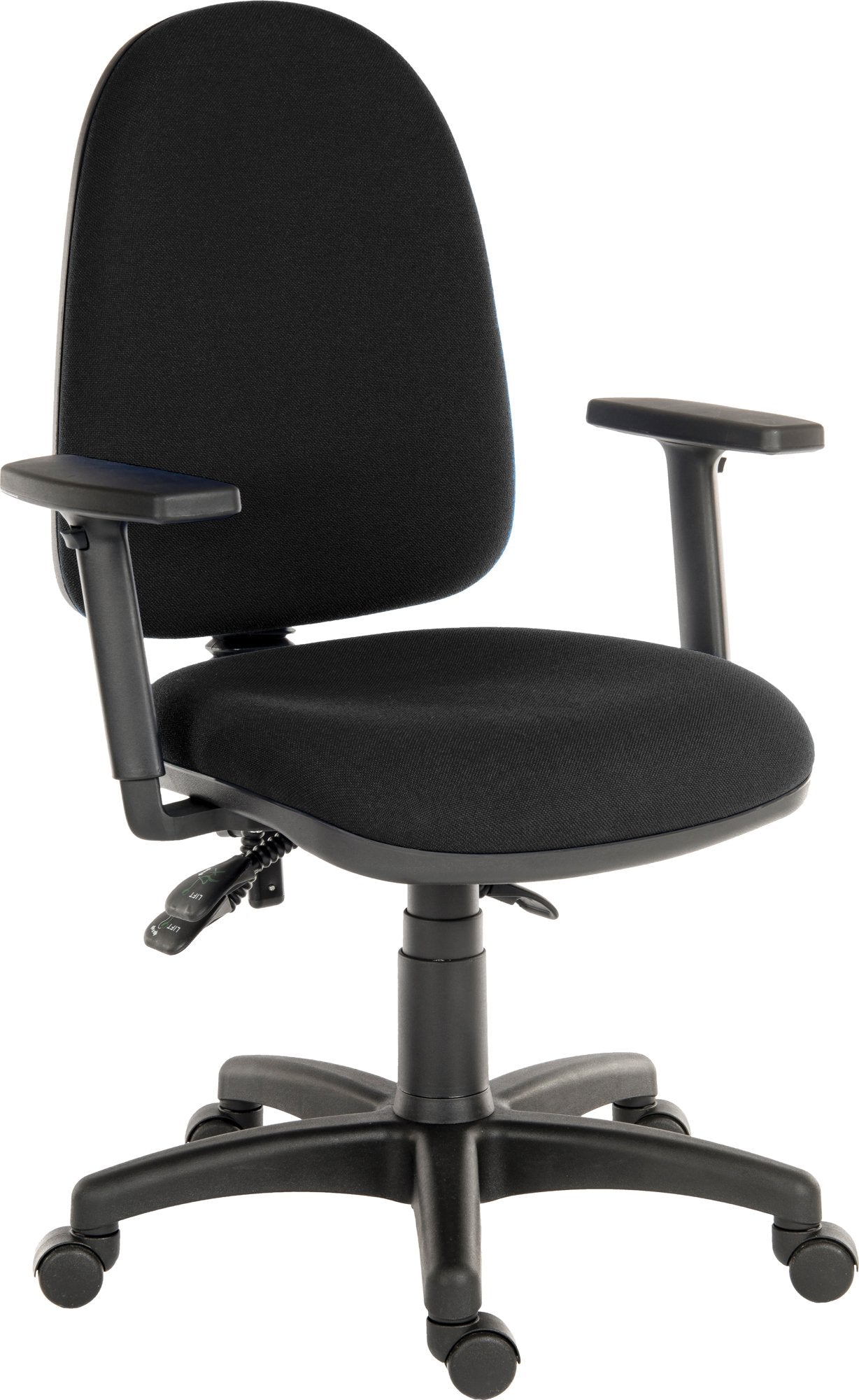 Ergo Trio Ergonomic High Back Fabric Operator Office Chair with Height Adjustable Arms Black - 2901BLK/0280 DD