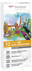 Tombow ABT Dual Brush Pen 2 Tips Grey Colours (Pack 12) - ABT-12P-3