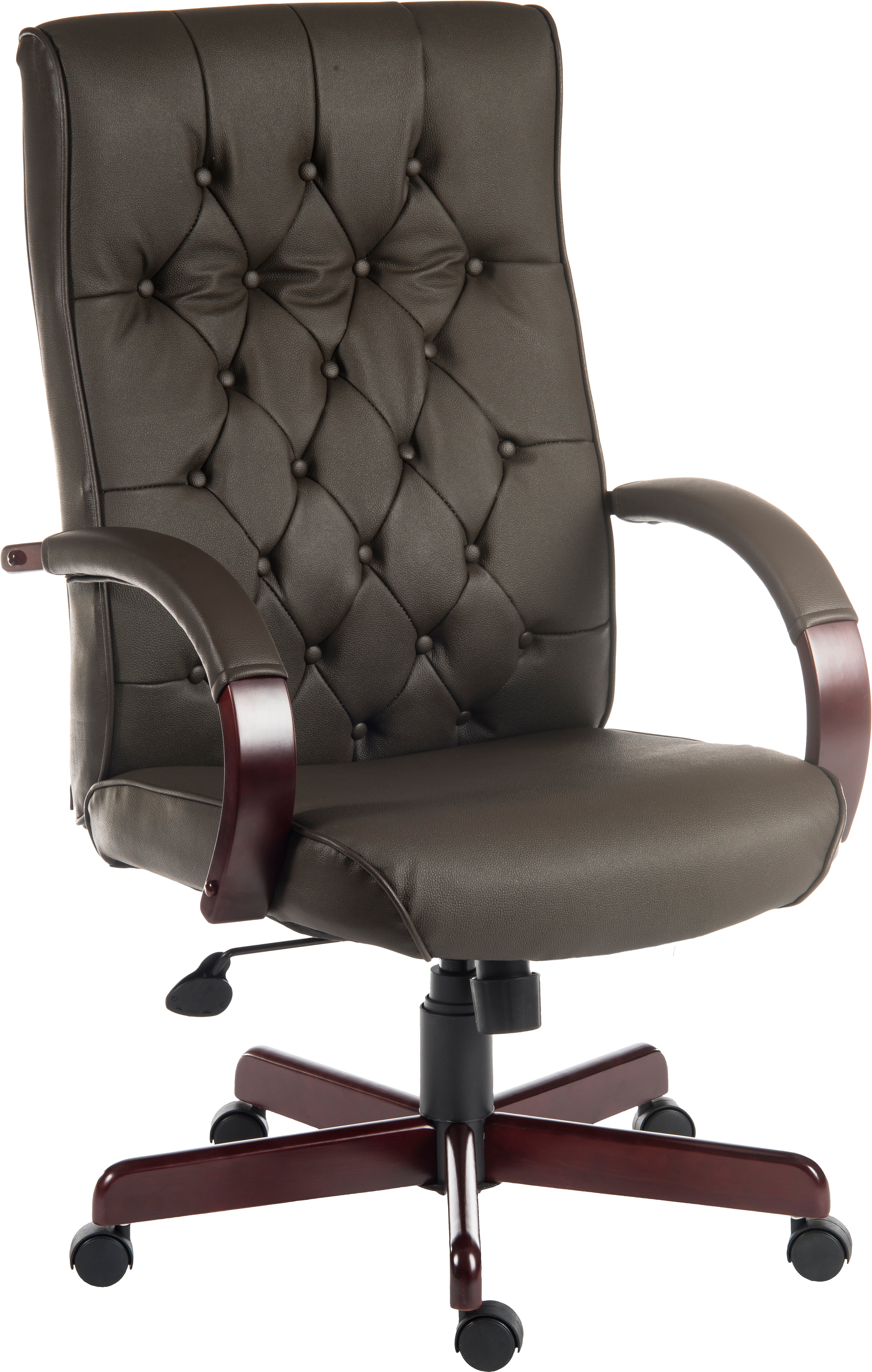 Warwick Antique Style Bonded Leather Faced Executive Office Chair Brown - B8501BN DD