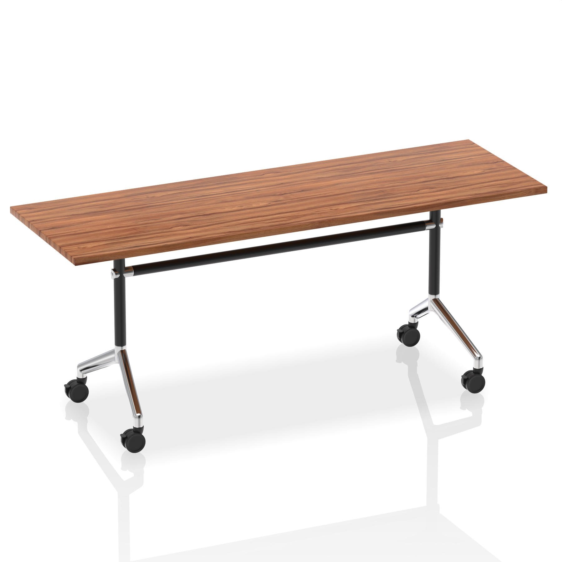 Dynamic Impulse 1800mm Flip Top Rectangular Table Walnut Finish Silver Frame - I004312 DD