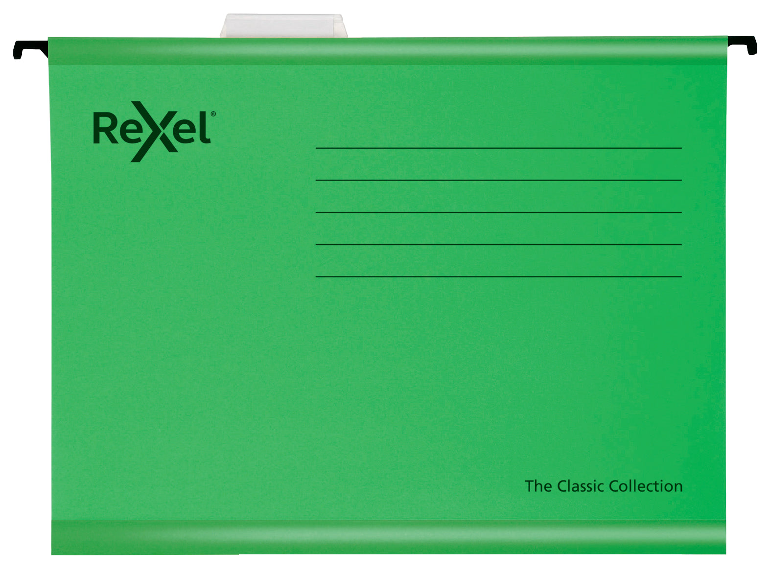 Rexel Classic Foolscap Suspension File Card 15mm V Base Green (Pack 25) 2115591 DD
