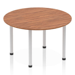 Dynamic Impulse 1200mm Round Table Walnut Top Silver Post Leg I000140 DD