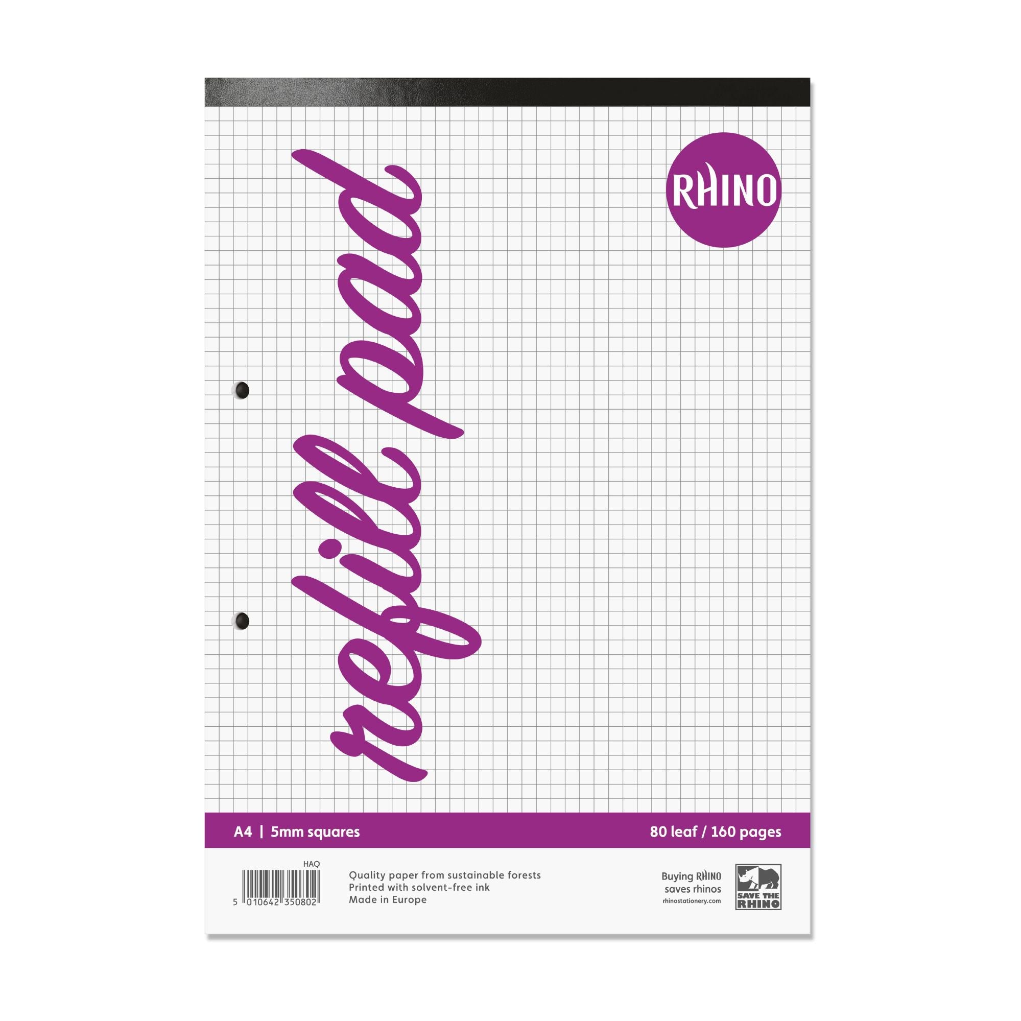 Rhino A4 Refill Pad 160 Page 5mm Squared (Pack 6) - HAQ-6 DD