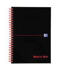 Black n Red A5 Wirebound Card Cover Notebook Ruled 100 Pages Black/Red (Pack 10) - 100080155