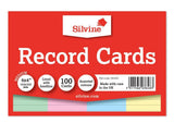 Ruled Assorted Coloured 100 Record Cards 152x101mm