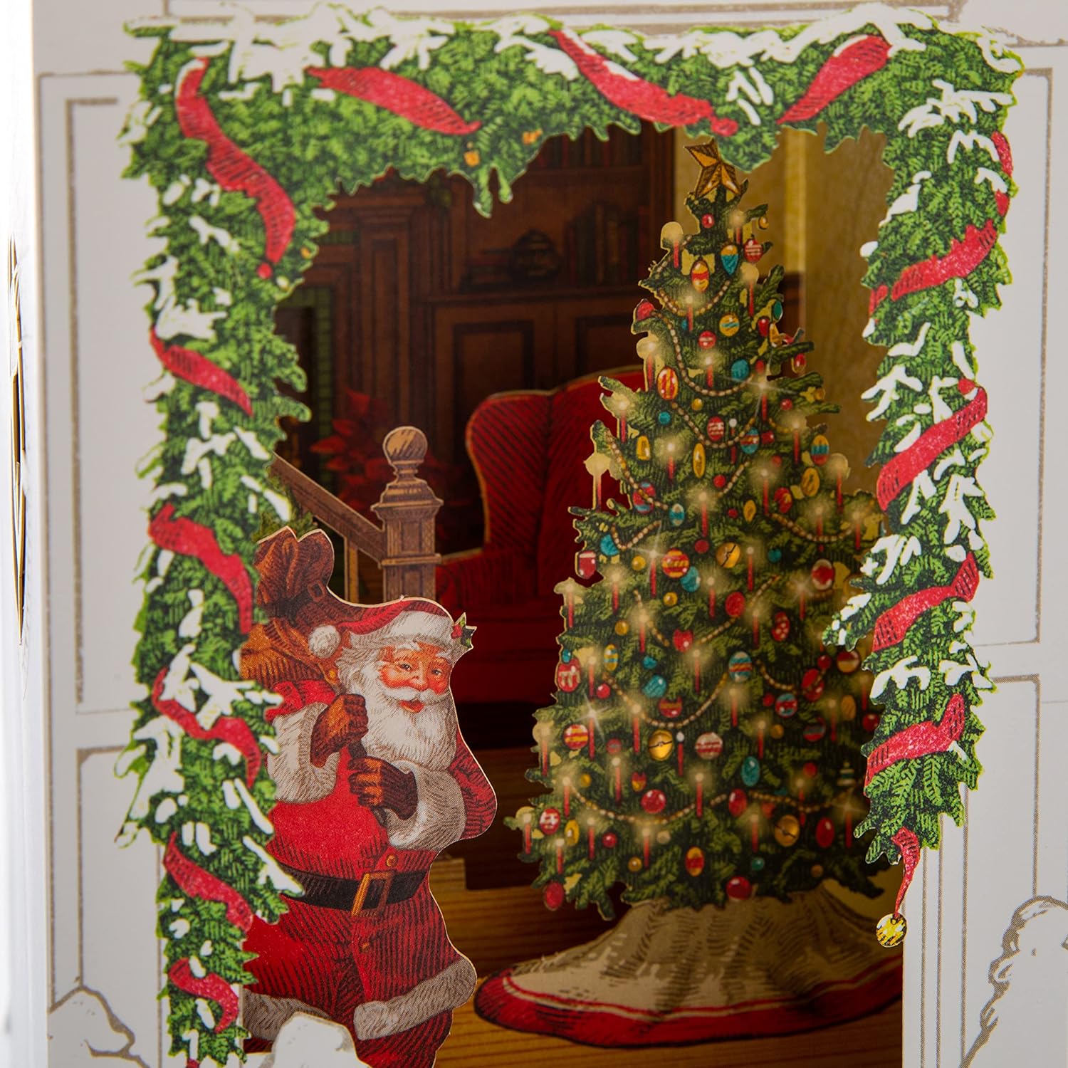 Pop Up Musical Christmas Greeting Card with Light Up Festive Spirit Design