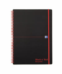 Black n Red A4 Wirebound Polypropylene Cover Notebook Recycled Ruled 140 Pages Black/Red (Pack 5) - 100080167