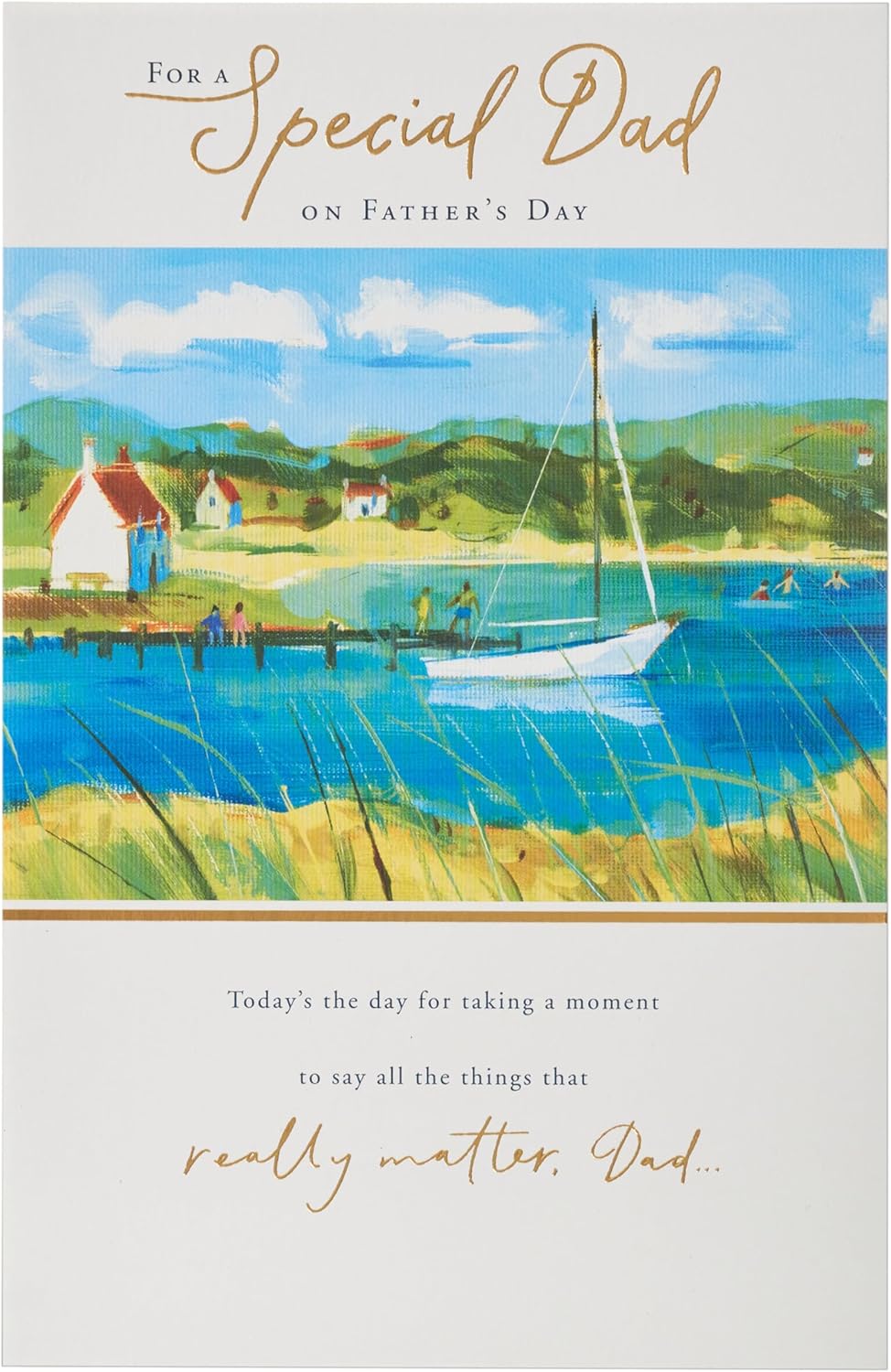 UK Greetings Father's Day Card for Dad - Boat Scene Design