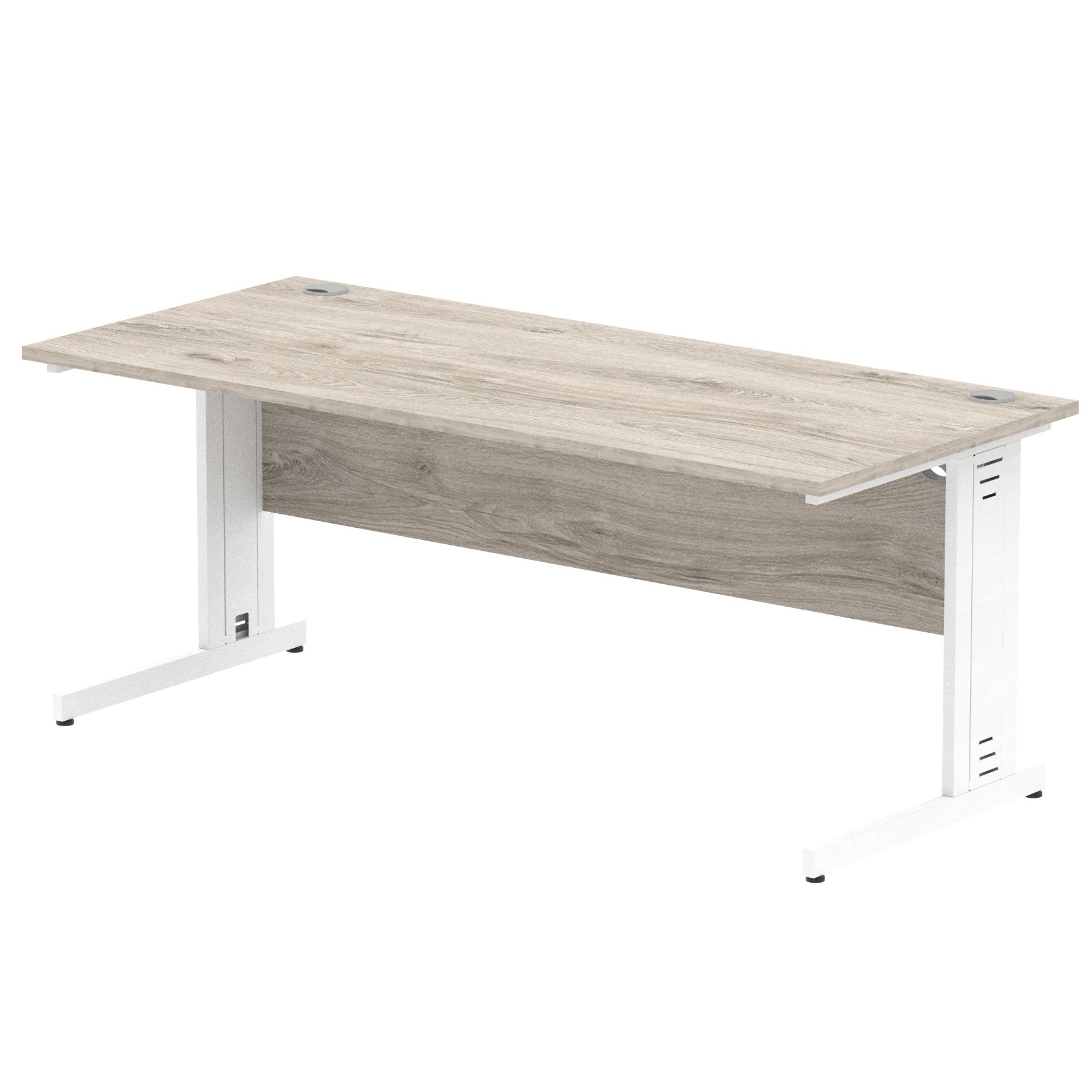 Impulse 1800 x 800mm Straight Desk Grey Oak Top White Cable Managed Leg I003113 DD