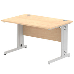 Impulse 1200 x 800mm Straight Desk Maple Top Silver Cable Managed Leg I000516 DD