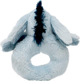White Rainbow Designs Classic Eeyore ring rattle baby toy with soft fabric and plush details for gentle play and sensory development.