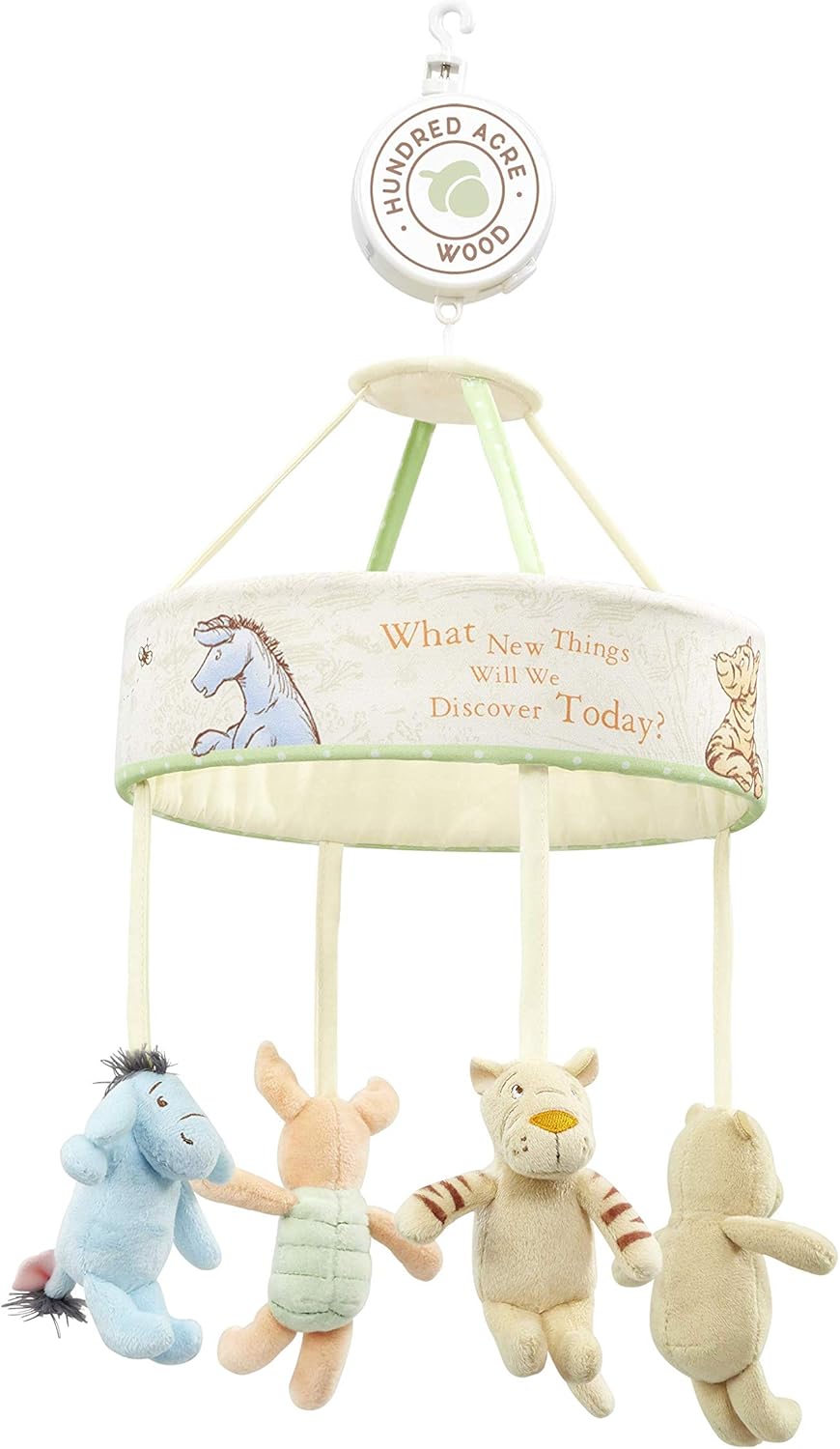 Rainbow Designs Winnie the Pooh mobile featuring Hundred Acre Wood characters, perfect for baby nursery decor and toys.