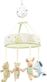 Rainbow Designs Winnie the Pooh mobile for babies featuring Hundred Acre Wood characters, colorful plush toys hanging from a mobile.