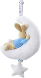 Soft plush Peter Rabbit baby toy from Rainbow Designs, featuring a musical night-night function for comforting infants.