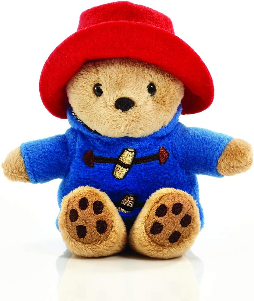 Red Paddington Bean Toy Bear Plush by Rainbow Designs, soft and cuddly stuffed bear with classic Paddington charm.