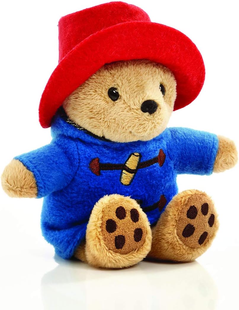 Red Paddington bear plush toy from Rainbow Designs, soft bean-filled plush with classic Paddington character features.