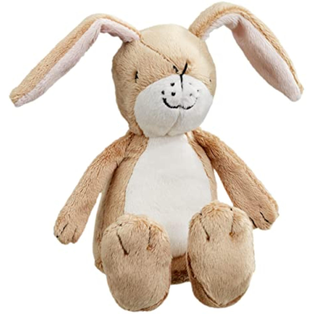 Soft plush Rainbow Designs Little Nutbrown Hare rattle toy for infants, featuring a colorful sensory design for newborns.